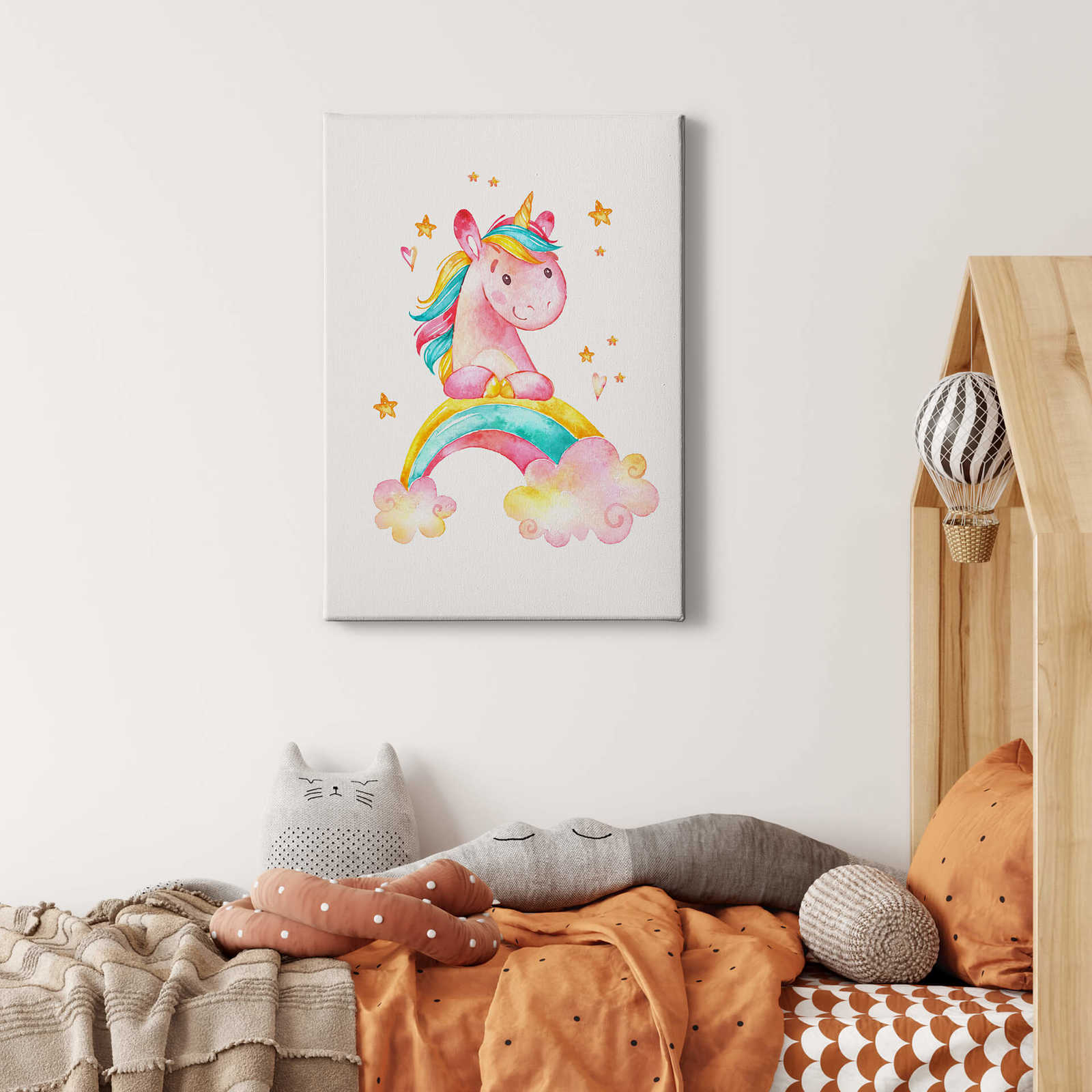             Leinwandbild Einhorn und Regenbogen – 0,50 m x 0,70 m
        