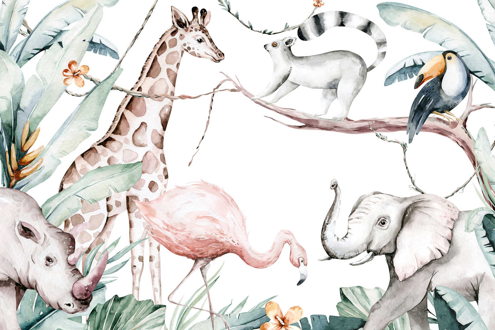             Leinwandbild mit Tieren aus dem Dschungel für Kinder – 0,90 m x 0,60 m
        