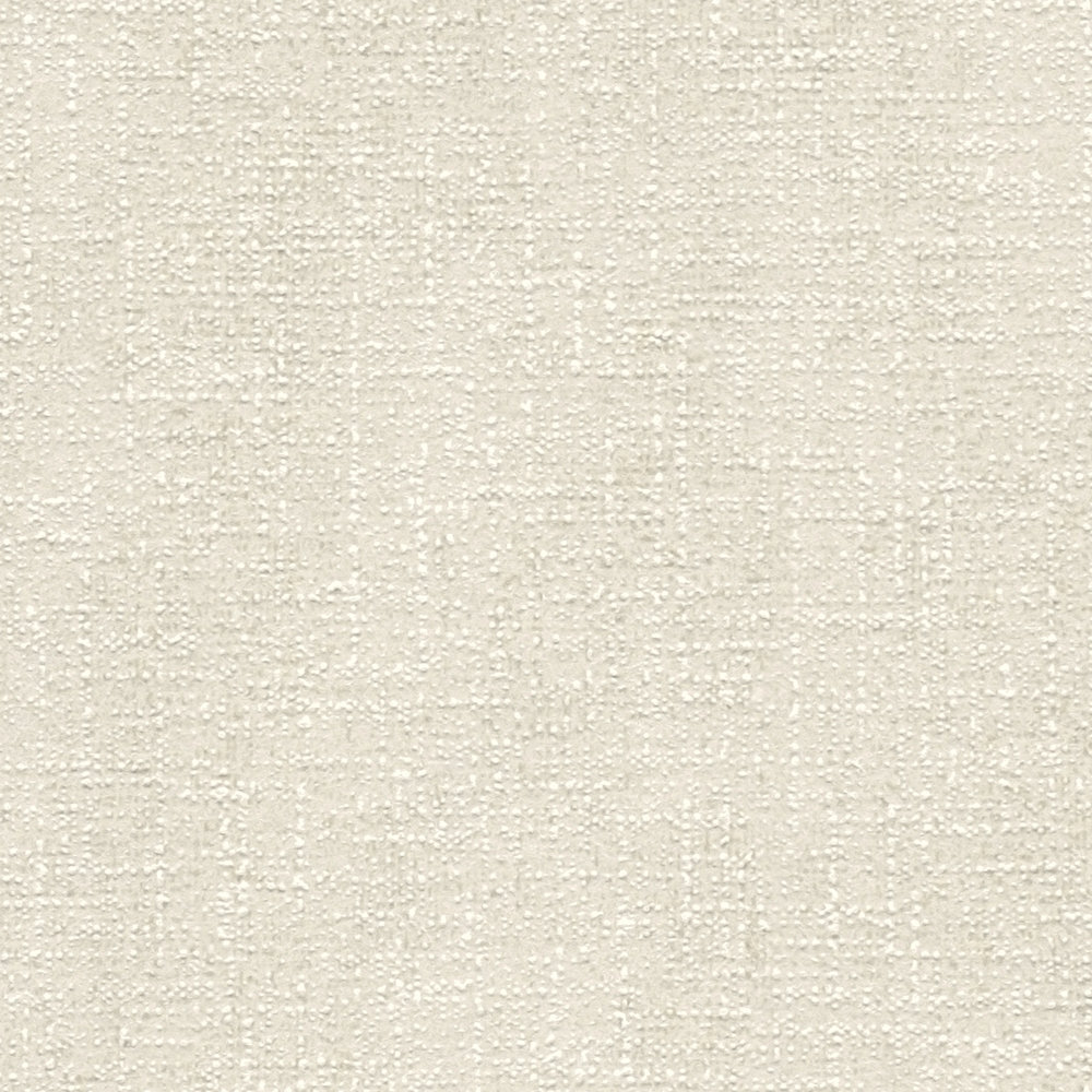             Cremeweiße Textiloptik Tapete mit Glanz-Finish – Weiß
        