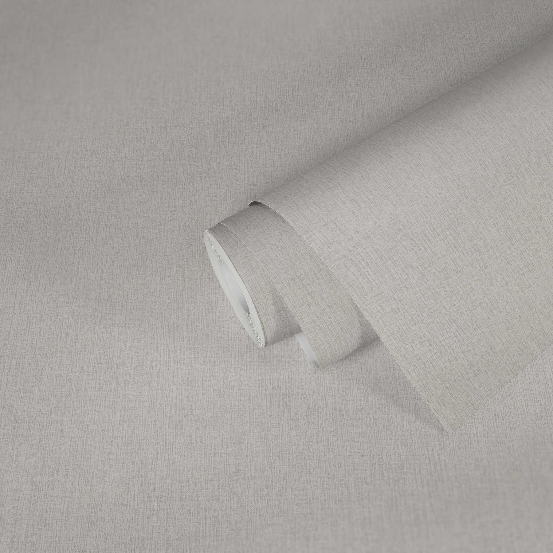             Einfarbige Tapete meliert, mit Gewebestruktur – Weiß, Grau
        