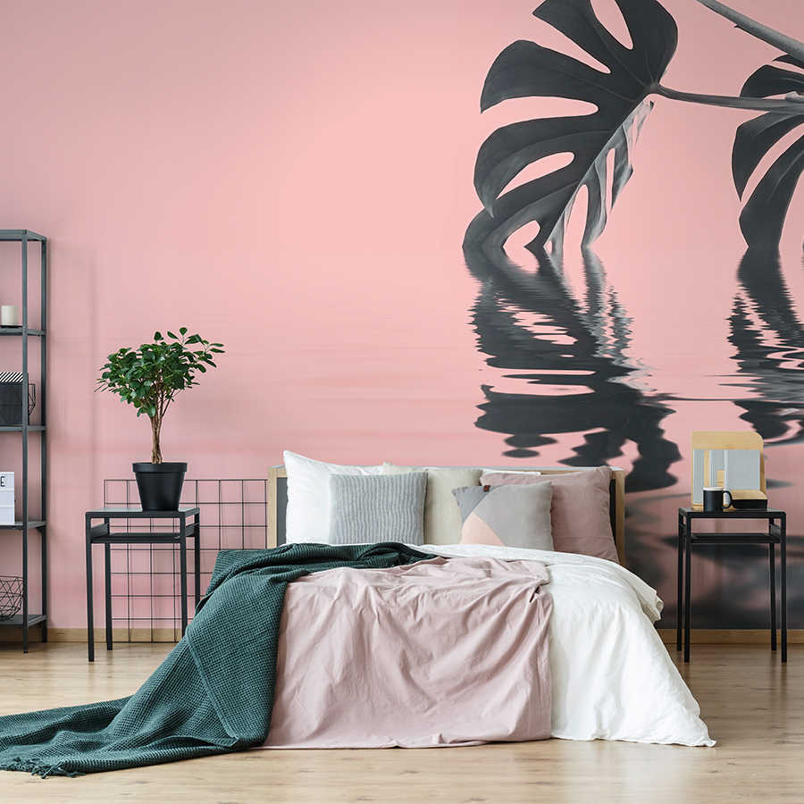 Tropische Fototapete Monstera Leaf Design – Pink, Grün
