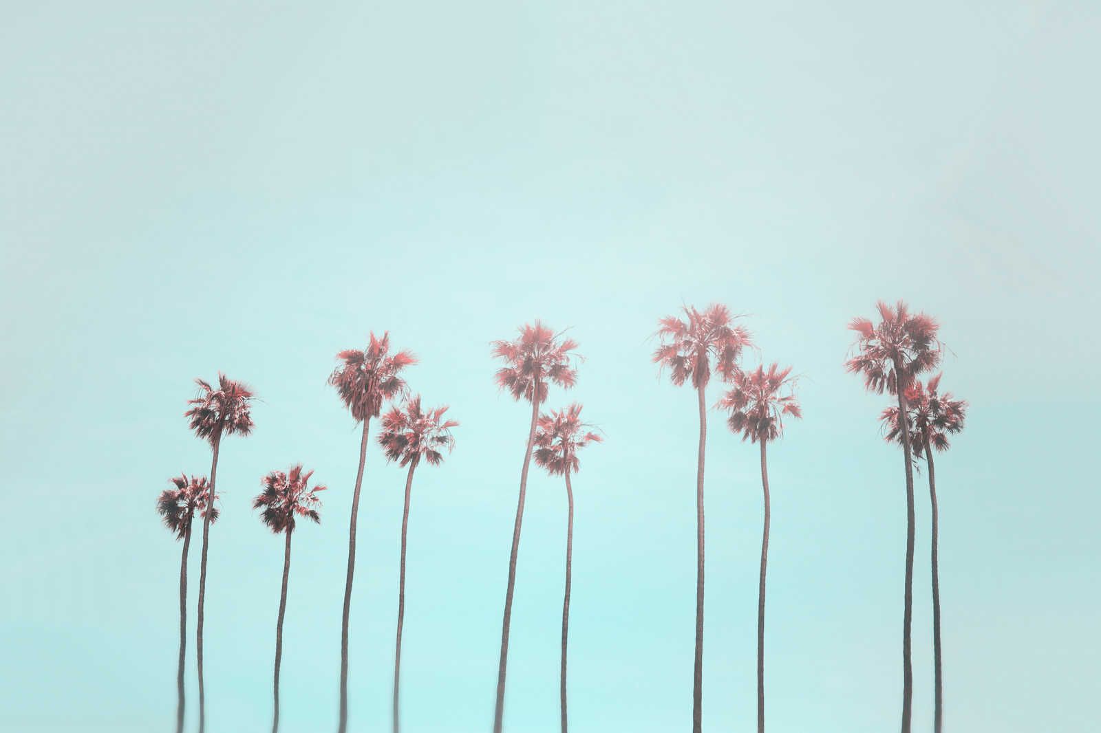             Leinwandbild Palmen & Himmel für Strandfeeling in Türkis & Pink – 0,90 m x 0,60 m
        