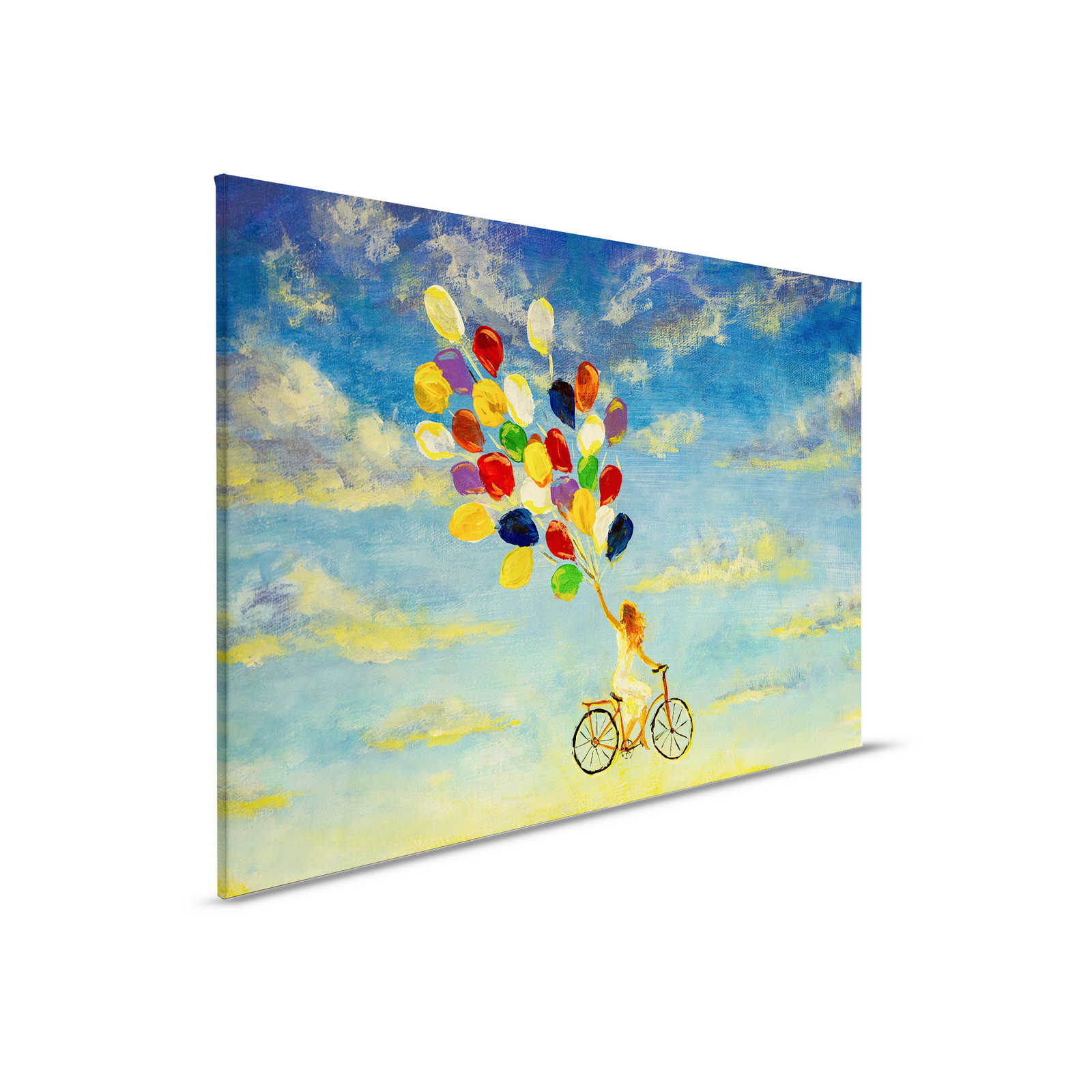         Leinwandbild mit Frau auf Fahrrad im Himmel Gemälde – 0,90 m x 0,60 m
    