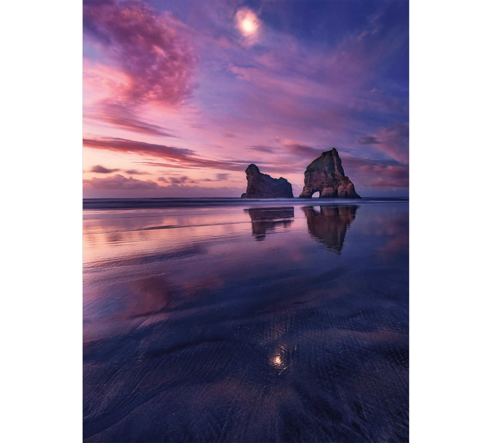 Fototapete Landschaft Strand und Meer – Violett, Blau
