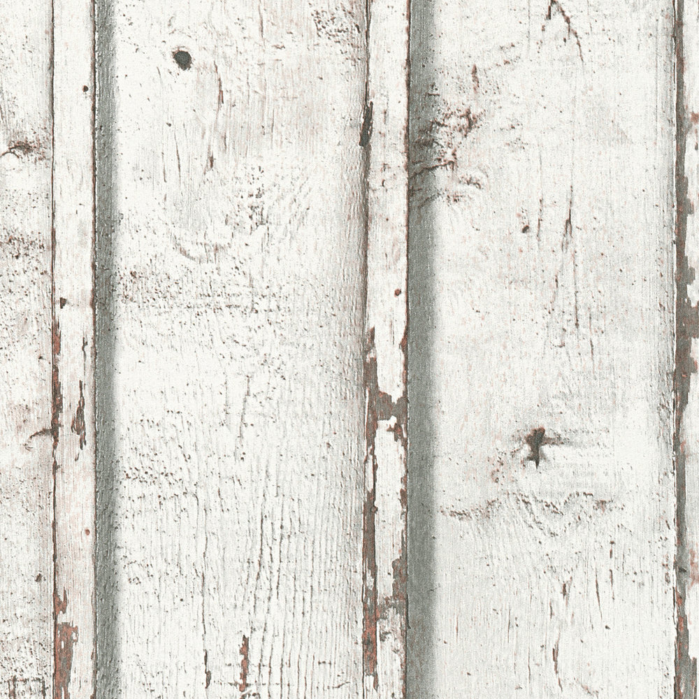             Holztapete im Used-Look mit verwitterten Holzbrettern – Weiß, Creme, Grau
        