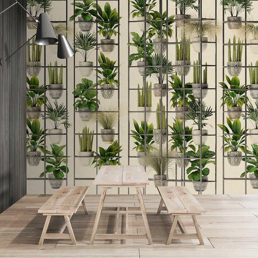 Plant Shop 2 – Fototapete moderne Pflanzwand in Grün & Grau
