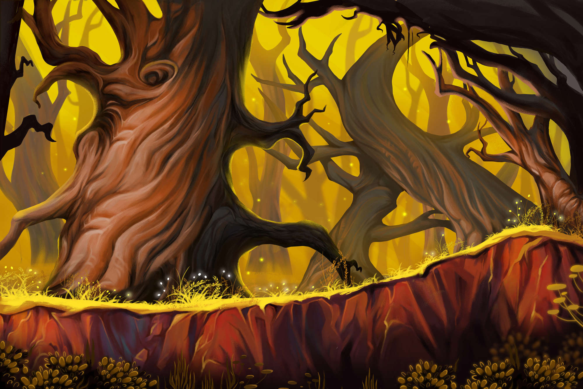             Fantasy Fototapete mystischer Wald Motiv auf Perlmutt Glattvlies
        