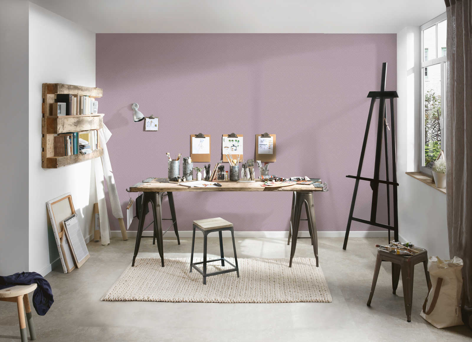             Einfarbige Tapete Altrosa mit Metallic-Effekt – Violett
        