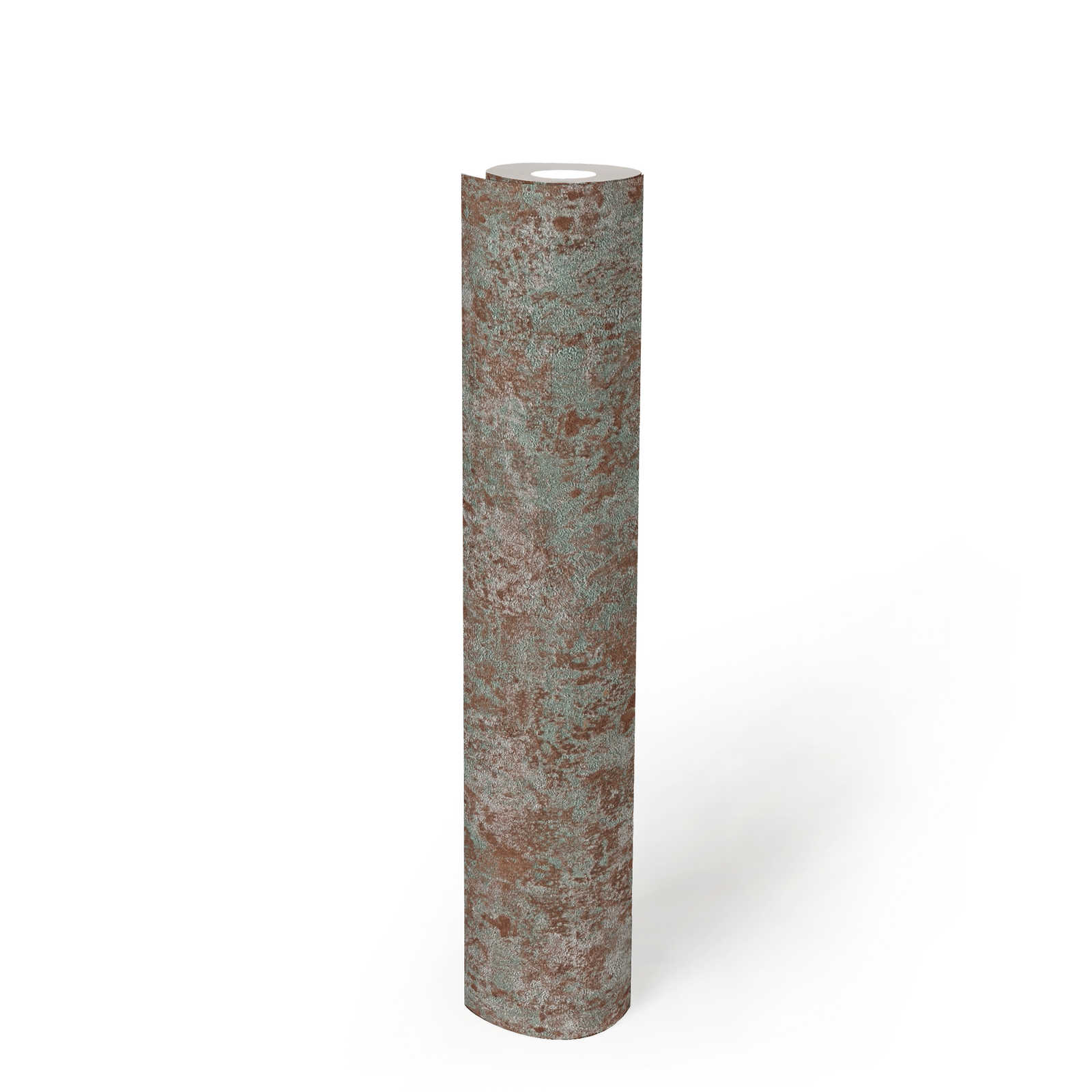             Rostoptik Vliestapete mit Glanzeffekt – Braun, Grün, Silber
        