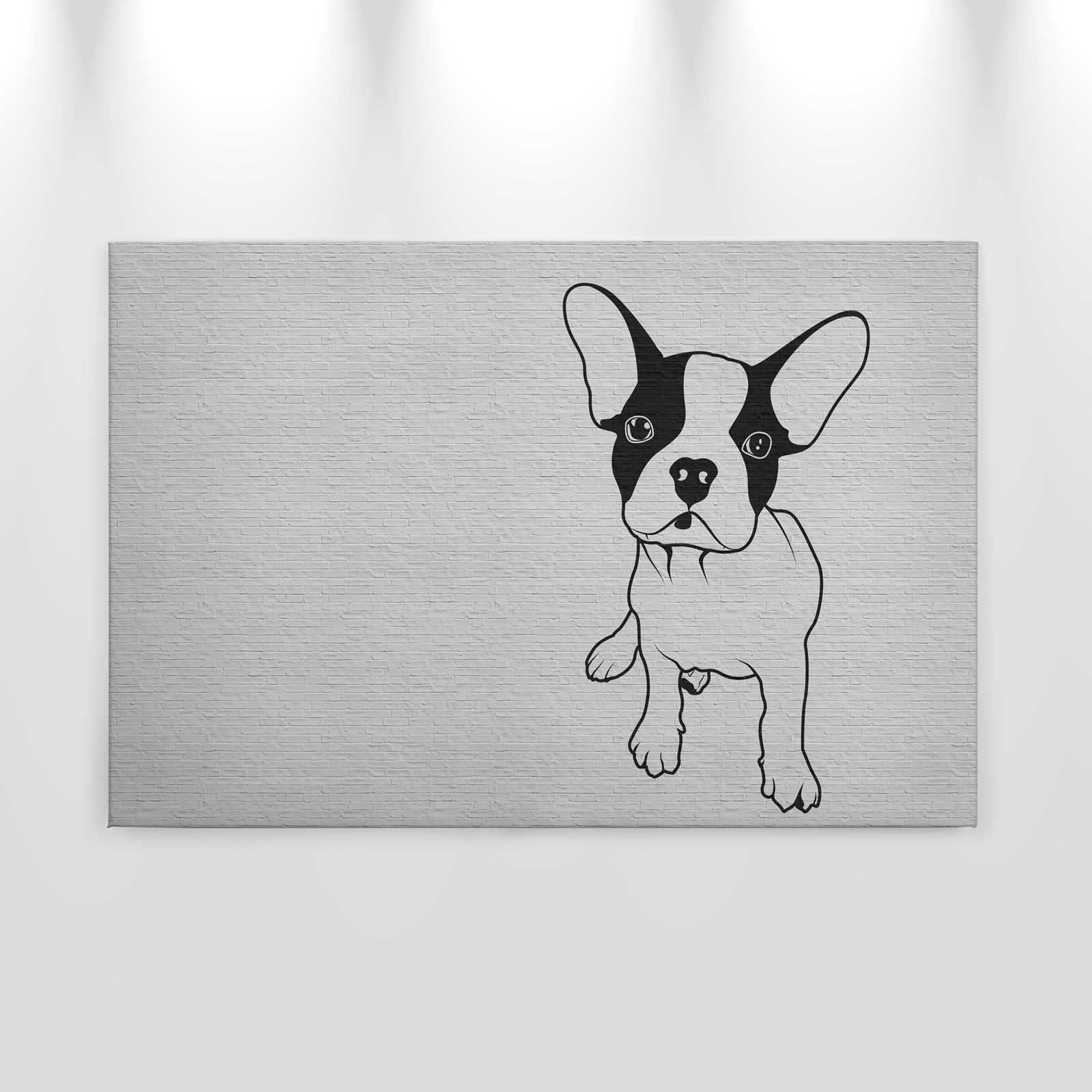             Tattoo you 2 - Leinwandbild französische Bulldogge, Schwarz-Weiß – 0,90 m x 0,60 m
        