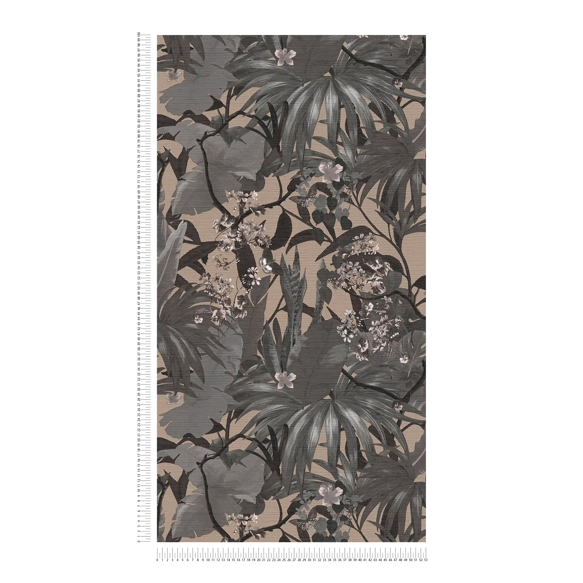             Dschungel-Tapete Blättermuster – Grau, Beige
        