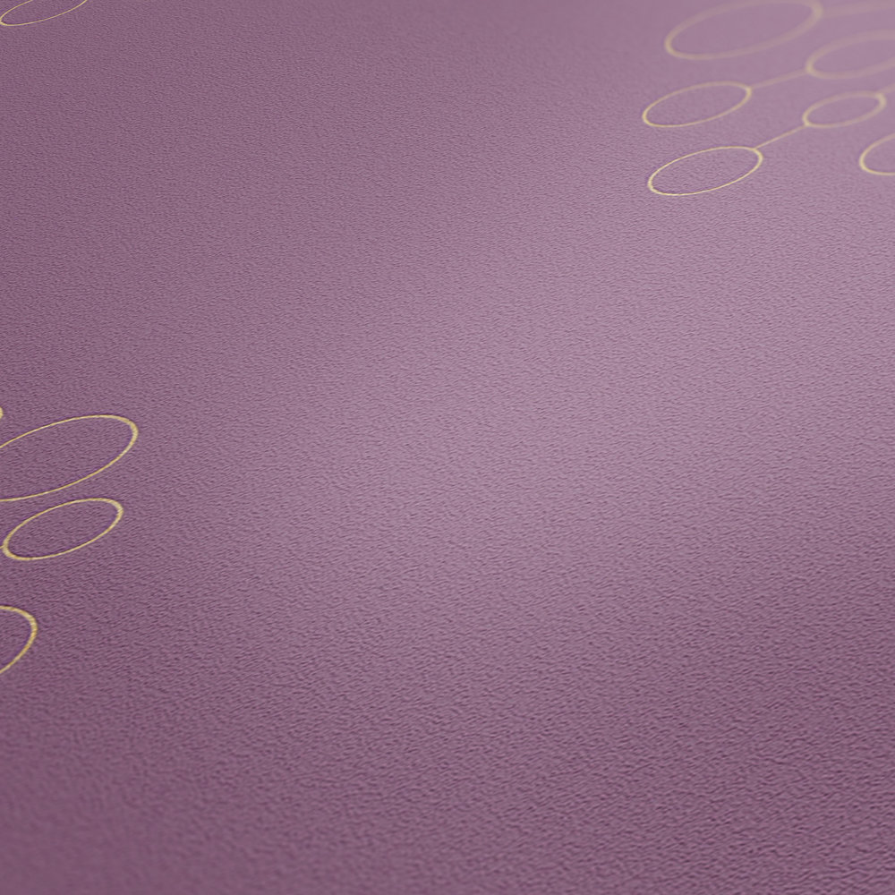             Retro-Tapete Mid Century Style, Gold Motiv – Violett, Gold
        