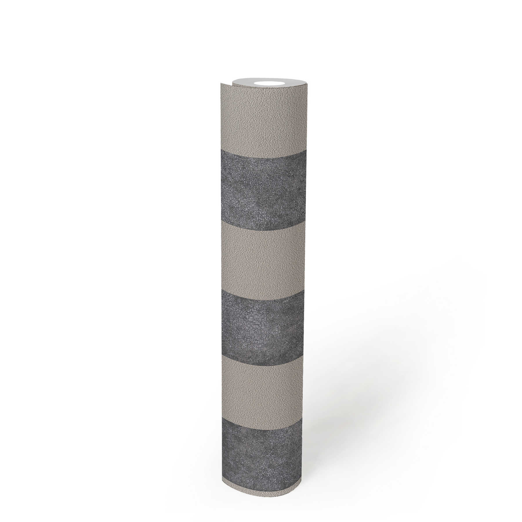             Blockstreifen-Tapete mit Farb- und Strukturmuster – Schwarz, Grau, Beige
        