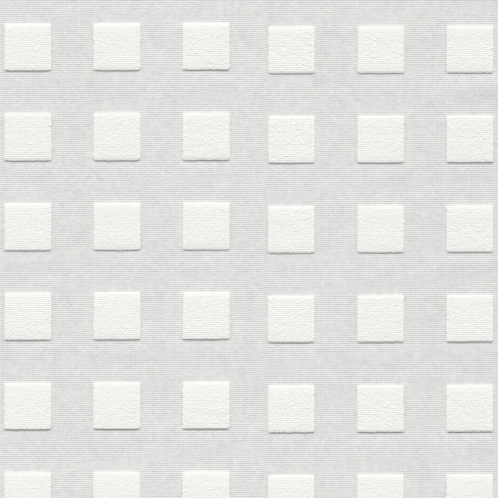            Überstreichbare Tapete mit 3D Quader Muster – Weiß
        