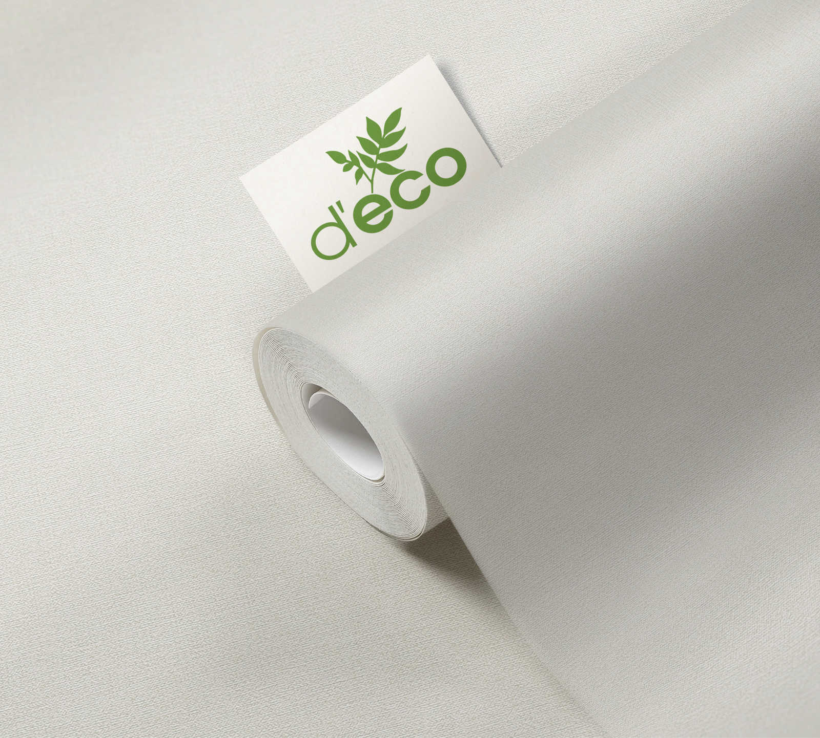             Textiloptiktapete einfarbiges Design PVC-frei – Weiß, Creme
        