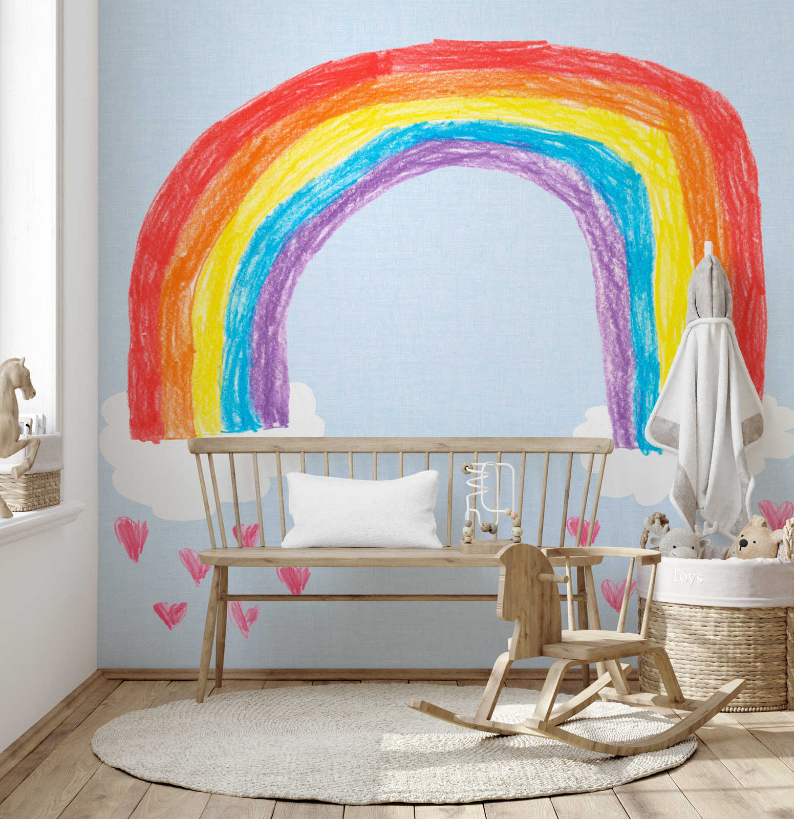         Fototapete selbstgemalter Regenbogen für Kinderzimmer
    