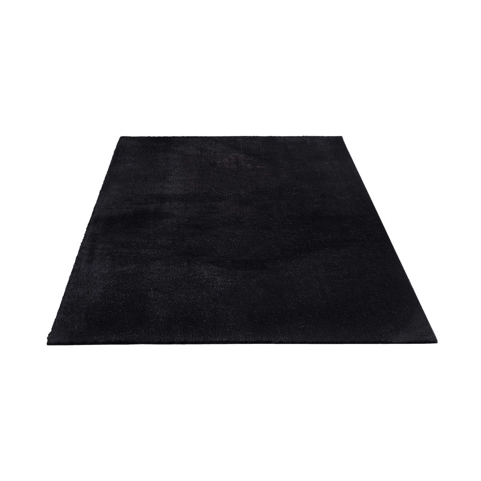 Samtiger Hochflor Teppich in Schwarz – 290 x 200 cm
