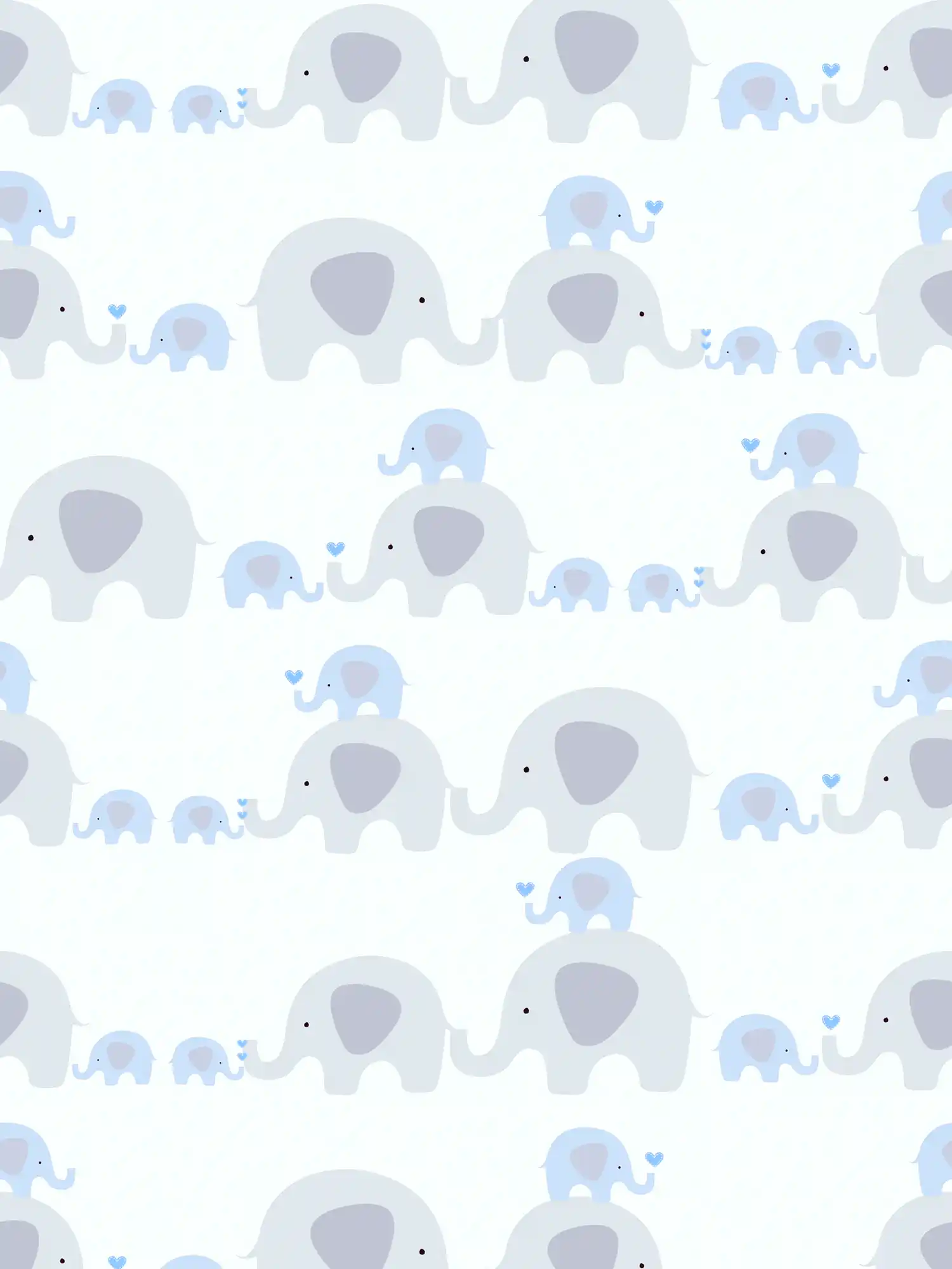 Kinderzimmer Tapete Junge Elefanten – Blau, Grau, Weiß
