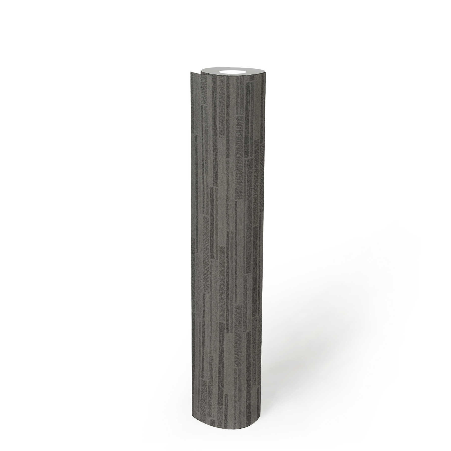             Vliestapete mit Liniendesign, horizontal gestreift – Grau, Schwarz
        