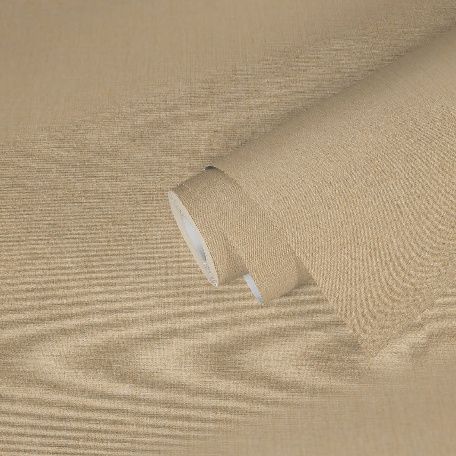             Vliestapete mit leichter Textiloptik in schlichtem Farbton – Beige
        
