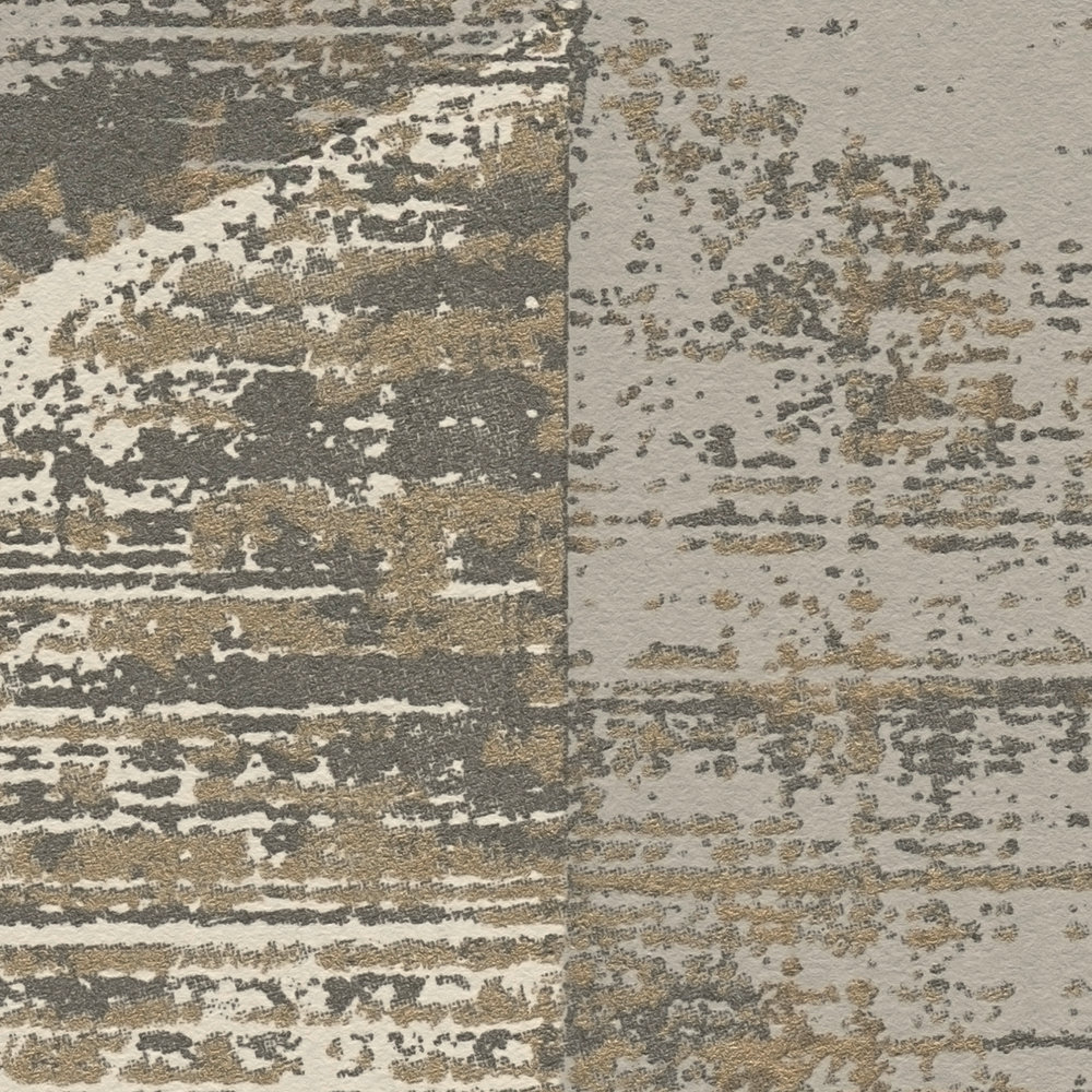             Grafik Tapete mit Metallic Farben und moderner Used Optik – Metallic, Grau
        