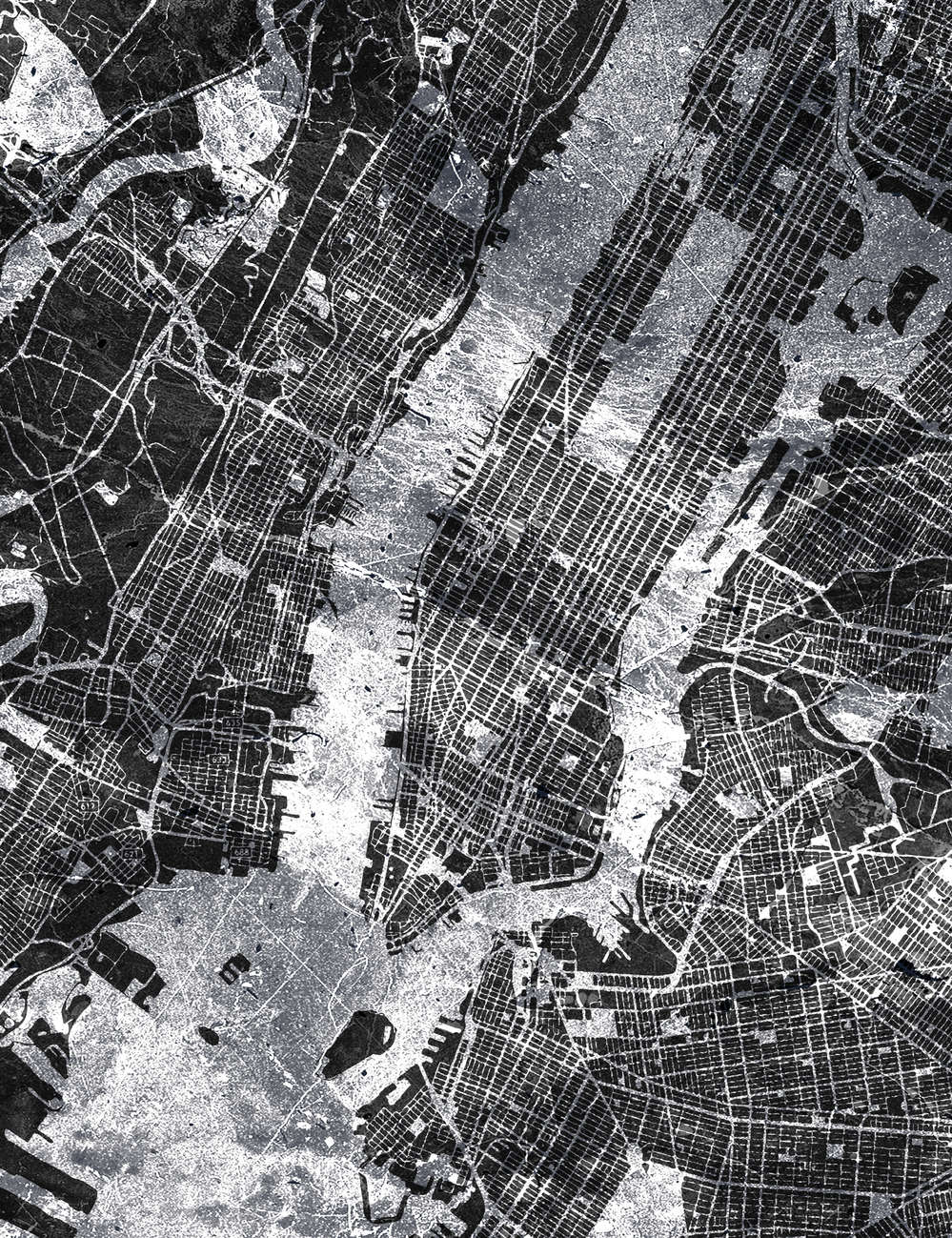             City Map - Schwarz-Weiß Stadtplan im rustikalen Stil
        