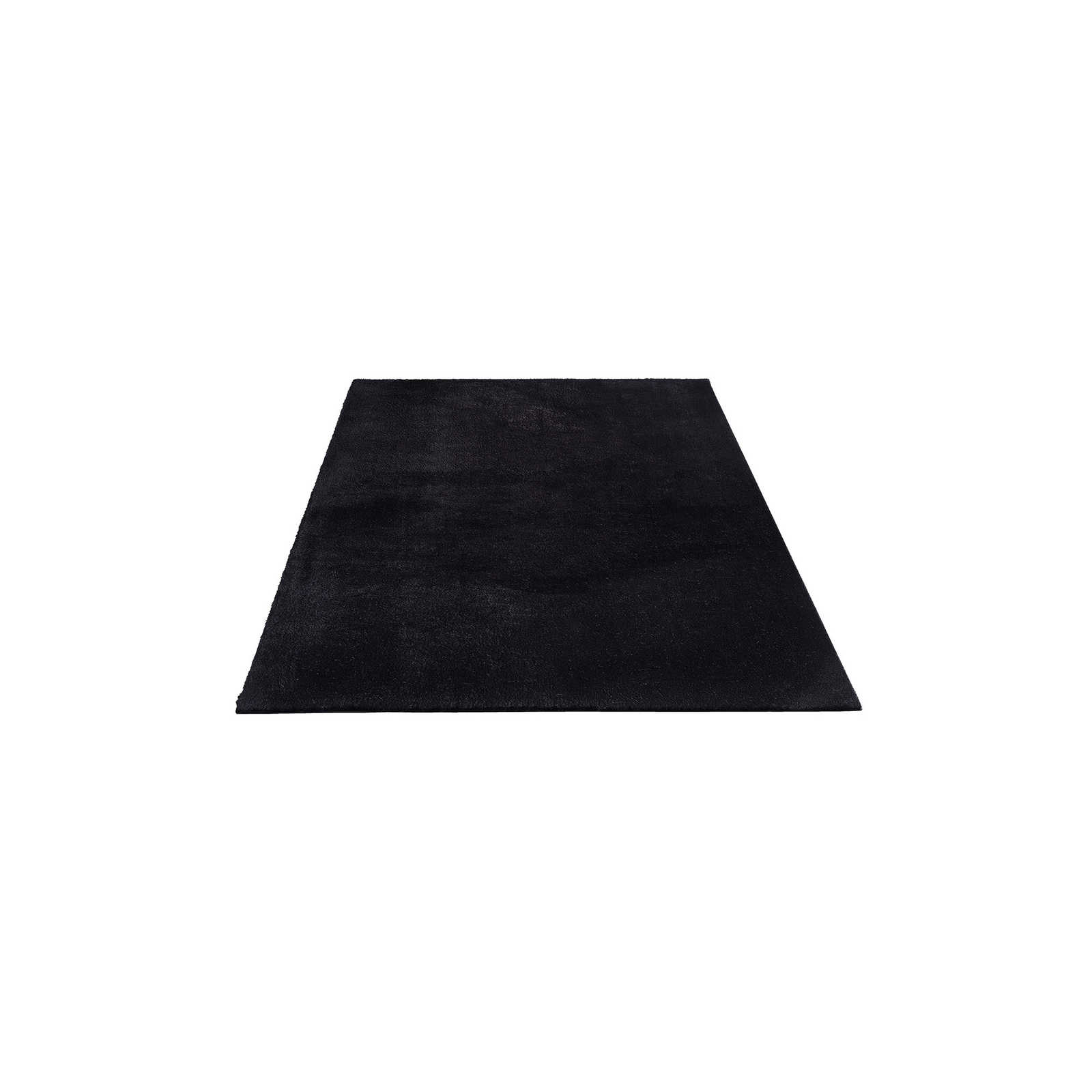 Samtiger Hochflor Teppich in Schwarz – 200 x 140 cm
