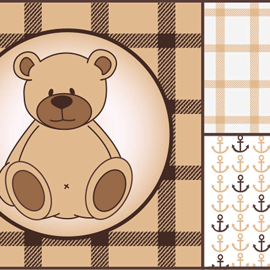 Fototapete Teddybär und Anker im Kinderdesign – Perlmutt Glattvlies
