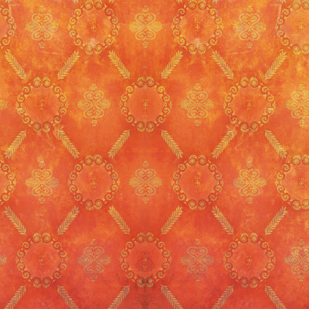 Orange Fototapete mit Ornament Muster & Used Look
