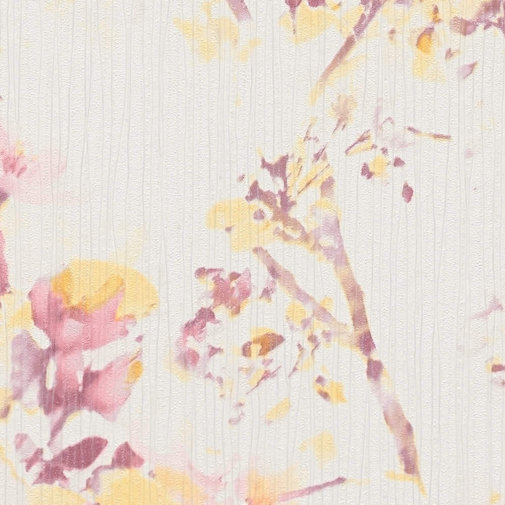             Blumen Vliestapete mit Blütenmotiv – Rosa, Gelb
        