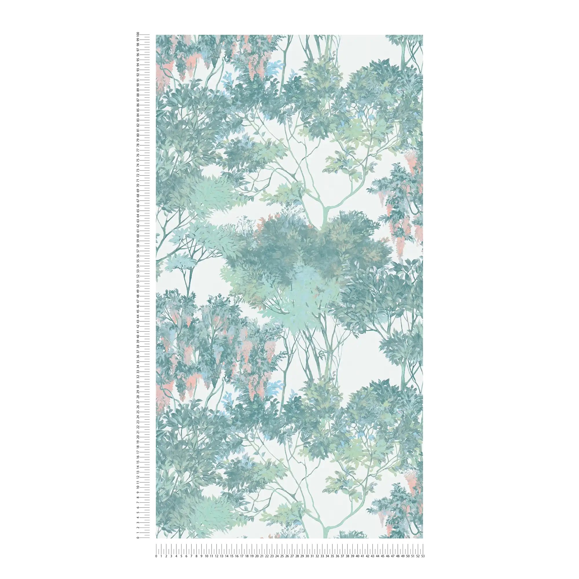             Vliestapete im Dschungelstyle mit Bäumen – Bunt, Grün, Weiß
        