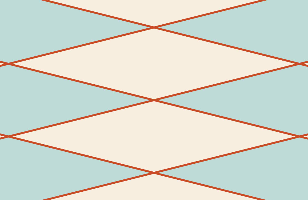             Retro Fototapete mit grafischen Rautenmuster – Creme, Türkis, Orange | Struktur Vlies
        