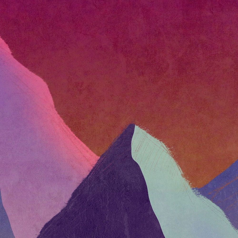             Fototapete »altitude 1« - Abstraktes Gebirge in Neonfarben mit Vintage Putzstruktur – Glattes, leicht perlmutt-schimmerndes Vlies
        