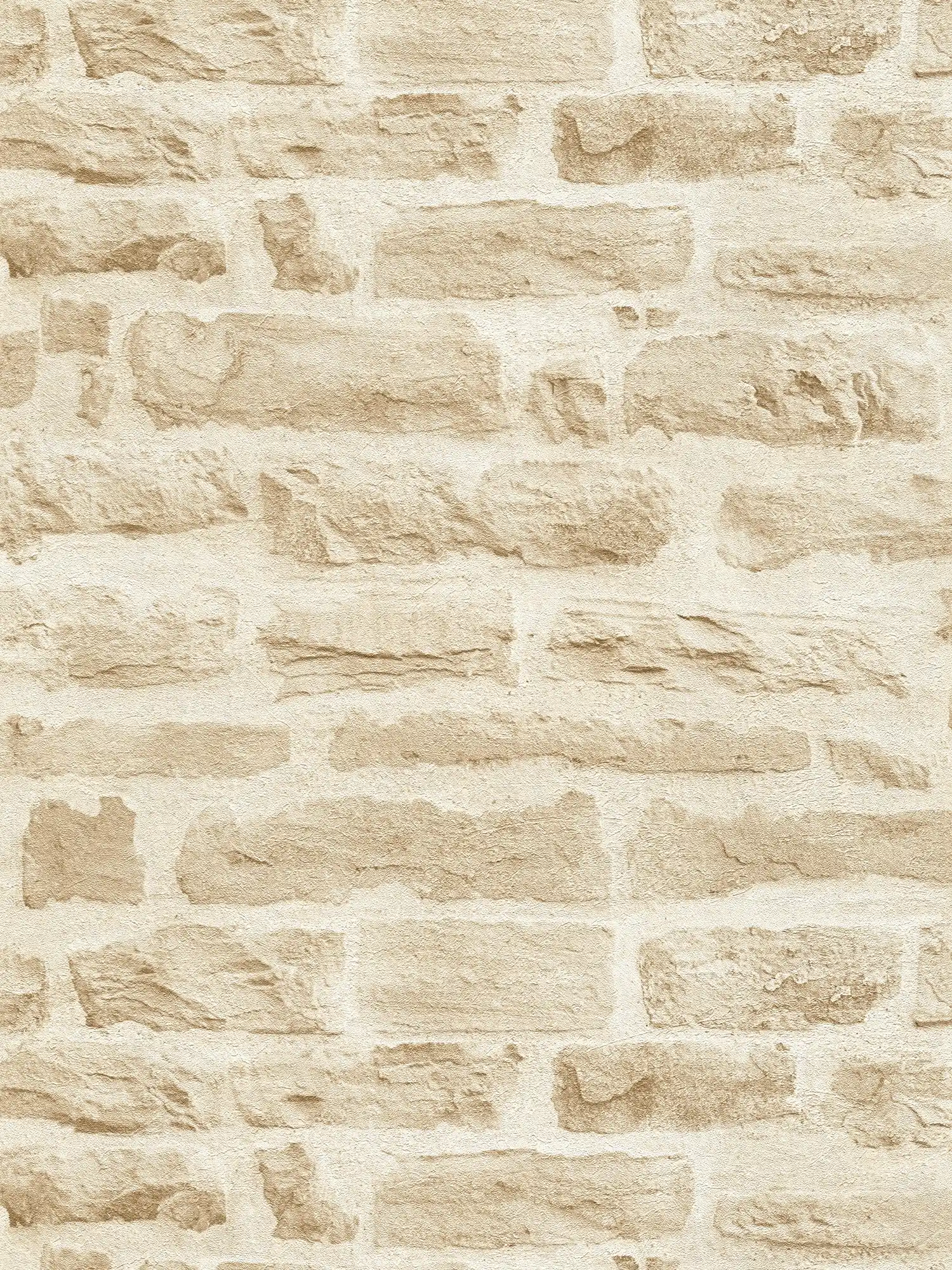         Vliestapete hellbeige mit Natursteinmauer-Look – Beige, Creme
    