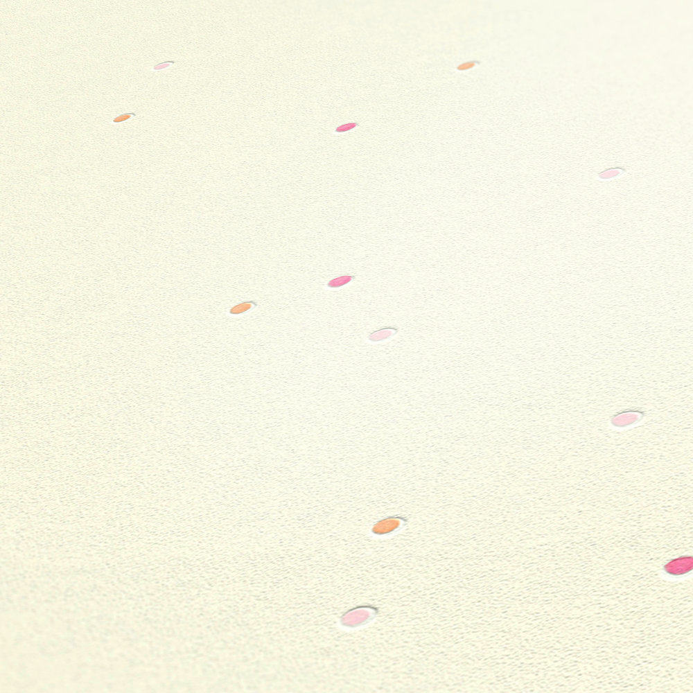             Helle Tapete mit Punkt-Muster in Rosa & Pink – Weiß
        
