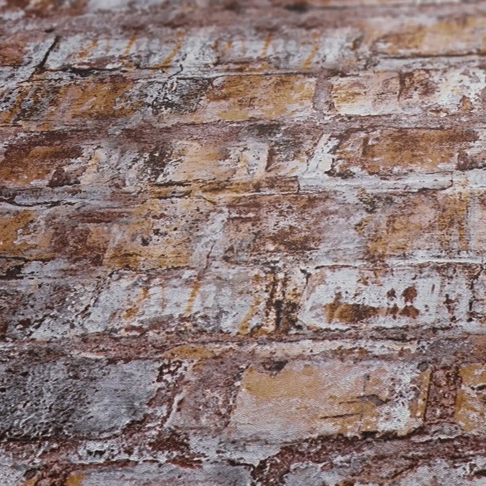             Vliestapete in Ziegelsteinoptik mit Mauerdesign – grau, braun, weiß, rostfarben
        