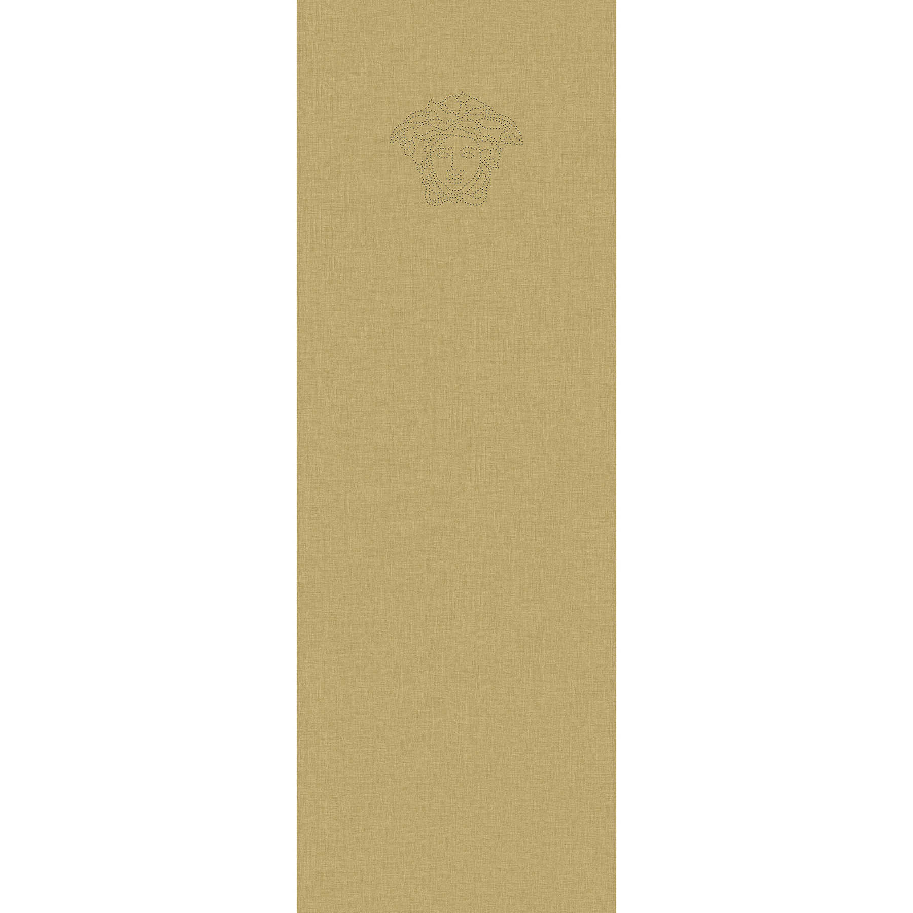 Einfarbige Vliestapete Gold-Gelb mit Perlen Logo – Metallic
