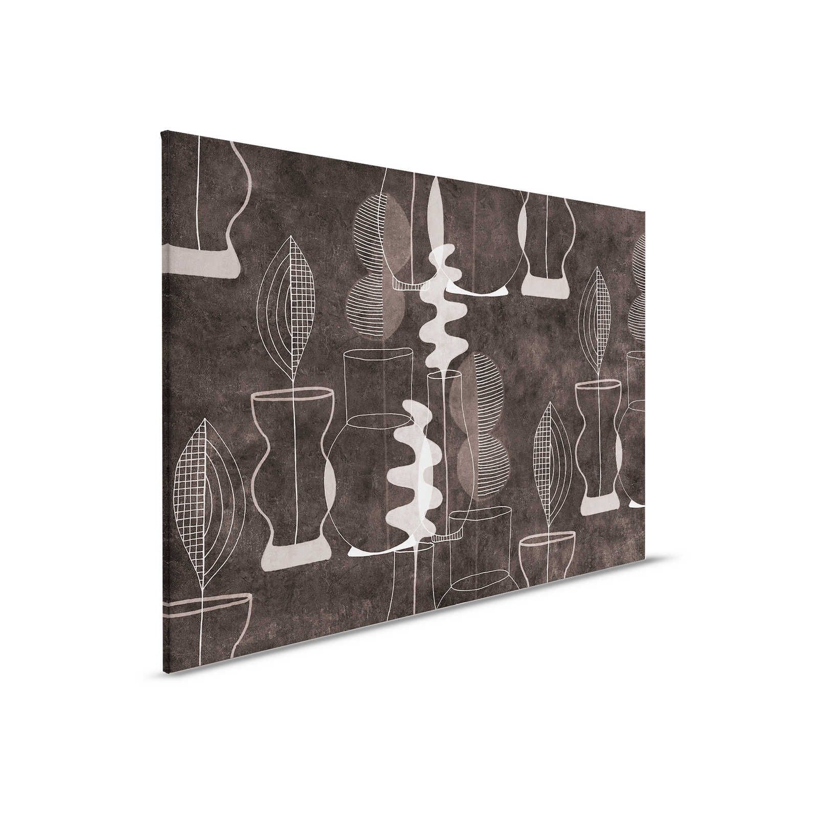         Pablos Room 2 - Schwarzes Leinwandbild Line Art Retro Muster – 0,90 m x 0,60 m
    