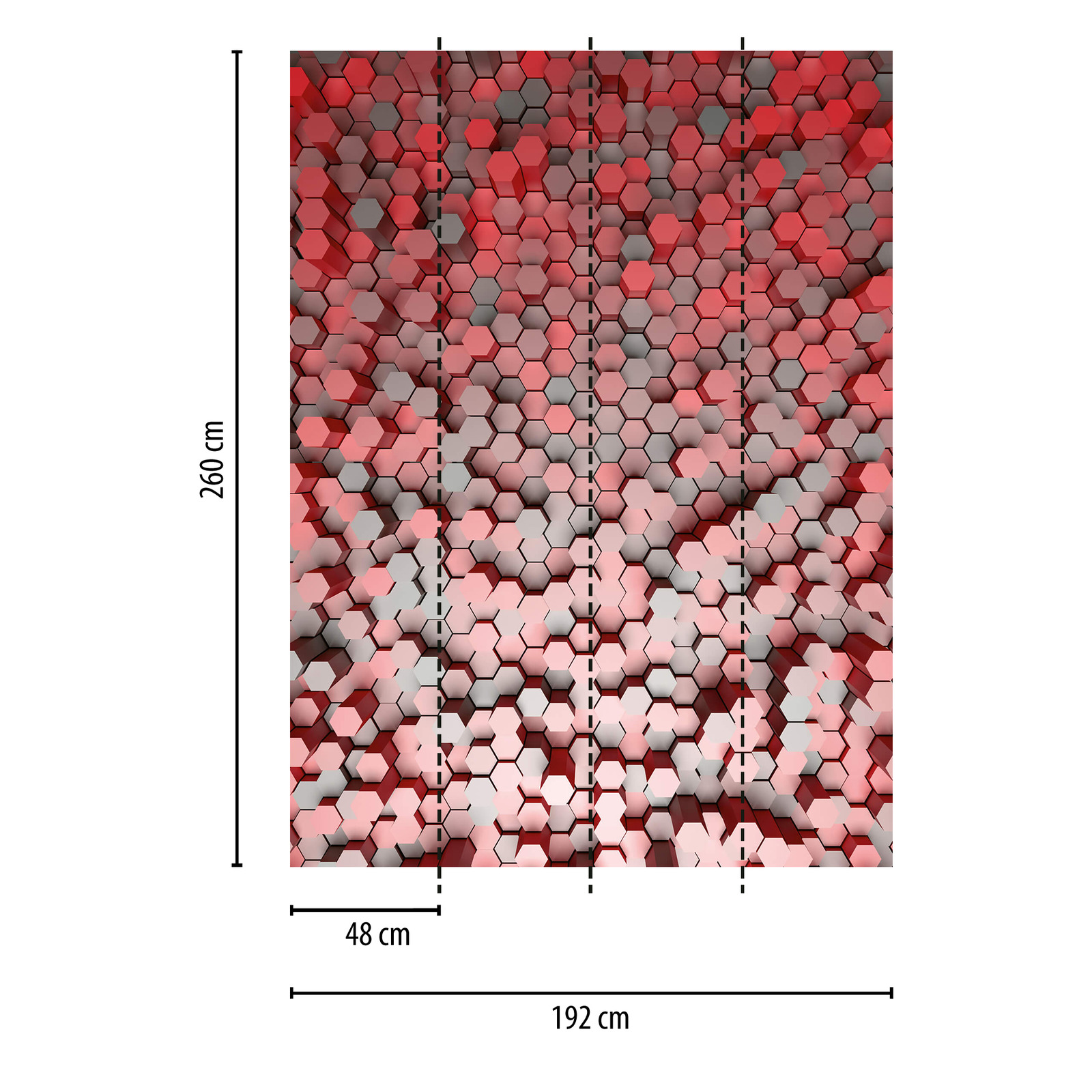             3D Fototapete Hexagon Grafik-Design – Rot, Grau
        