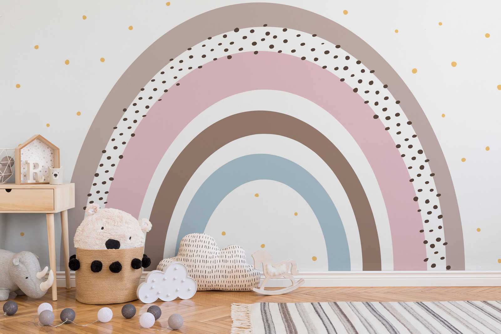             Fototapete Regenbogen mit Punkten für Babyzimmer
        