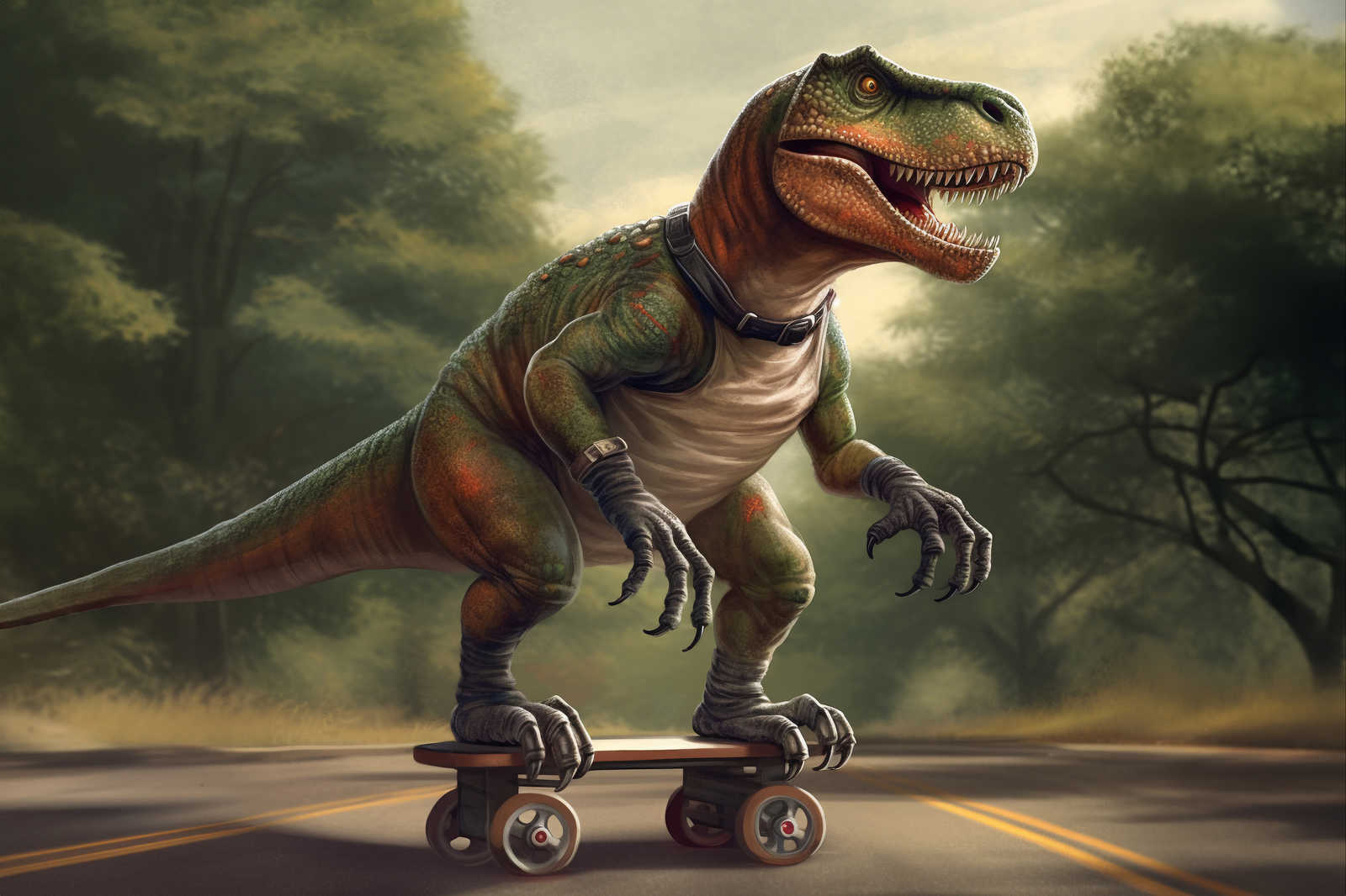             KI-Leinwandbild »skating t-rex« – 120 cm x 80 cm
        