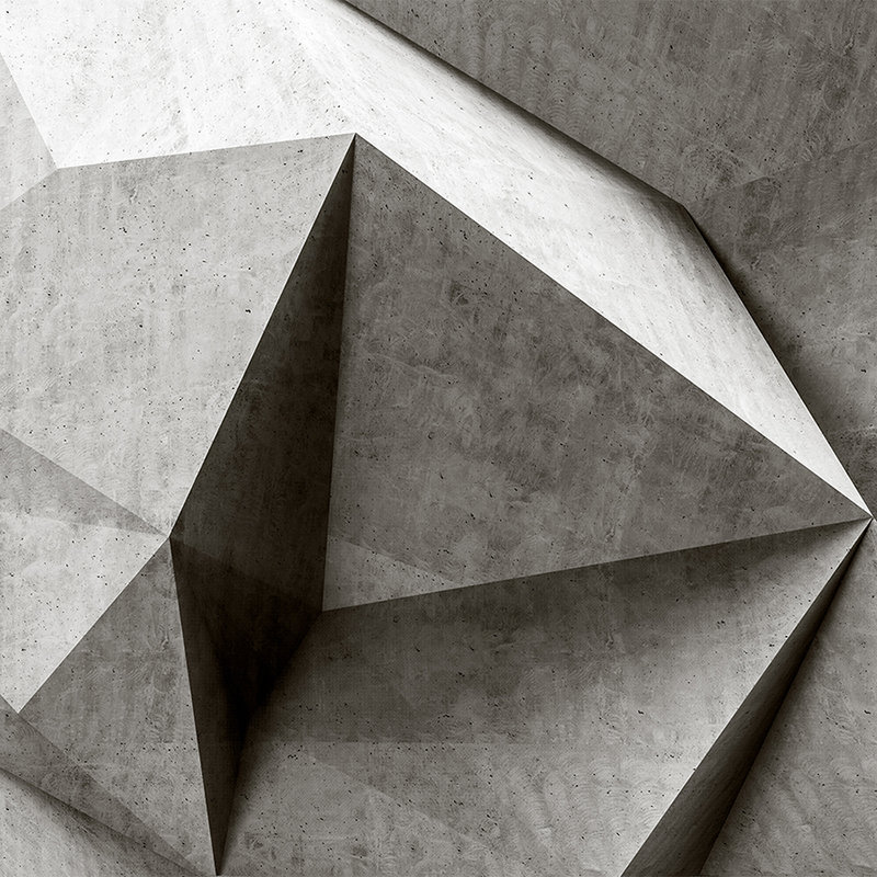 Boulder 1 - Coole 3D Beton-Polygone Fototapete – Grau, Schwarz | Struktur Vlies
