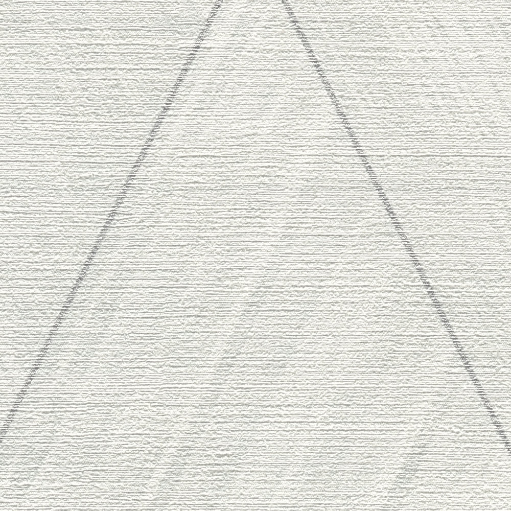             Textiloptik Tapete mit Rauten Muster – Metallic, Weiß
        