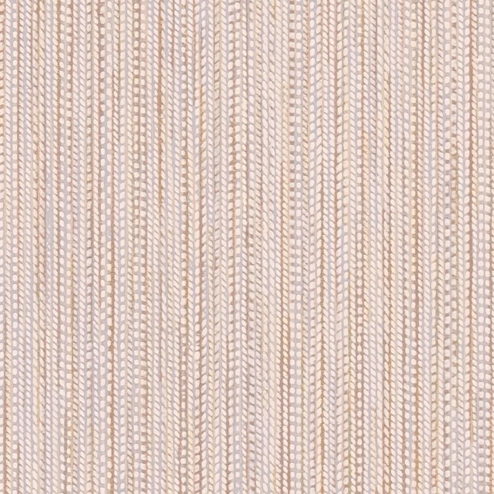             Mehrfarbige Vliestapete mit Zopf-Muster – Rosa, Grau, Braun
        