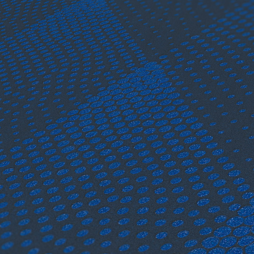             Punkte-Tapete Glitzer Effekt im Retro Stil – Blau, Schwarz
        