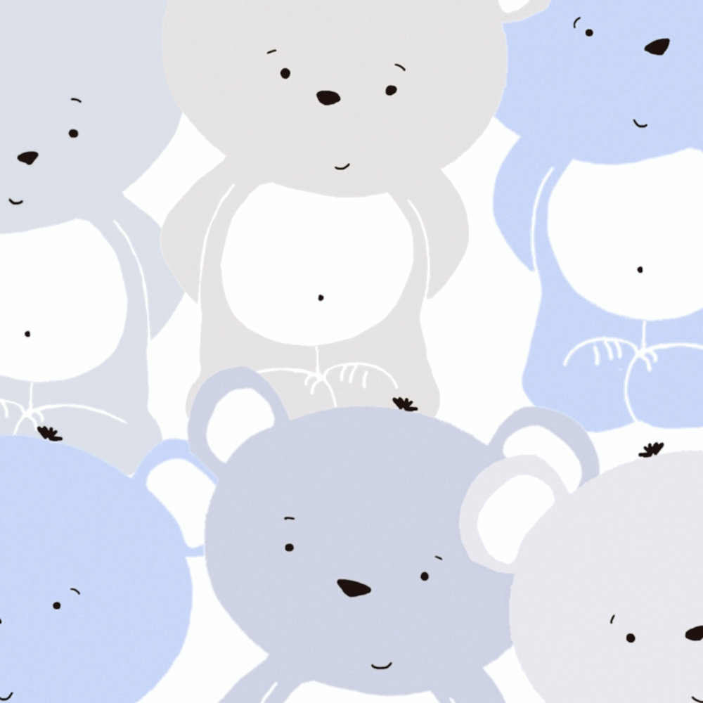             Kinder Tapete Jungenzimmer Bärchen Muster – Blau, Grau , Weiß
        