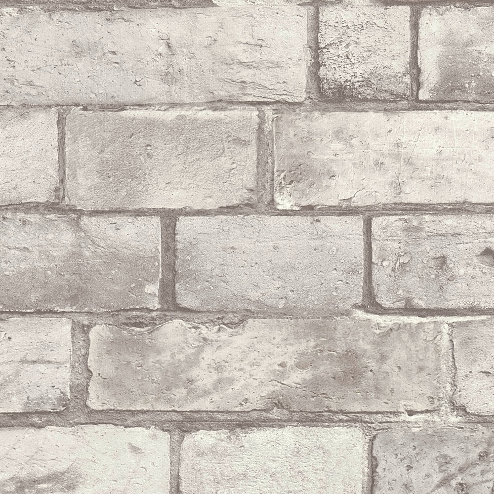             Steintapete Mauer-Motiv im rustikalen Used-Look – Grau, Weiß
        