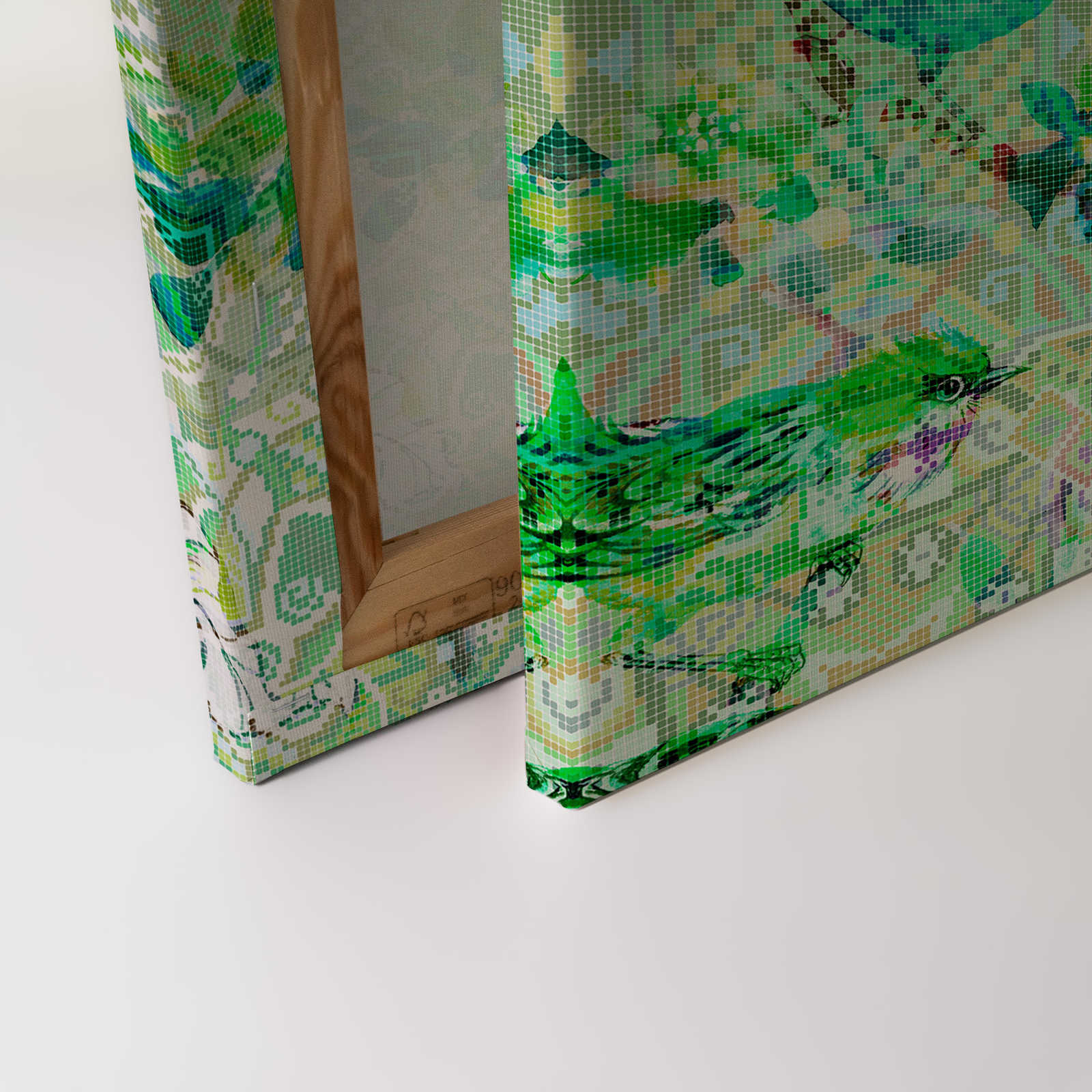             Vogel Leinwandbild Grün mit Mosaik Muster – 0,90 m x 0,60 m
        