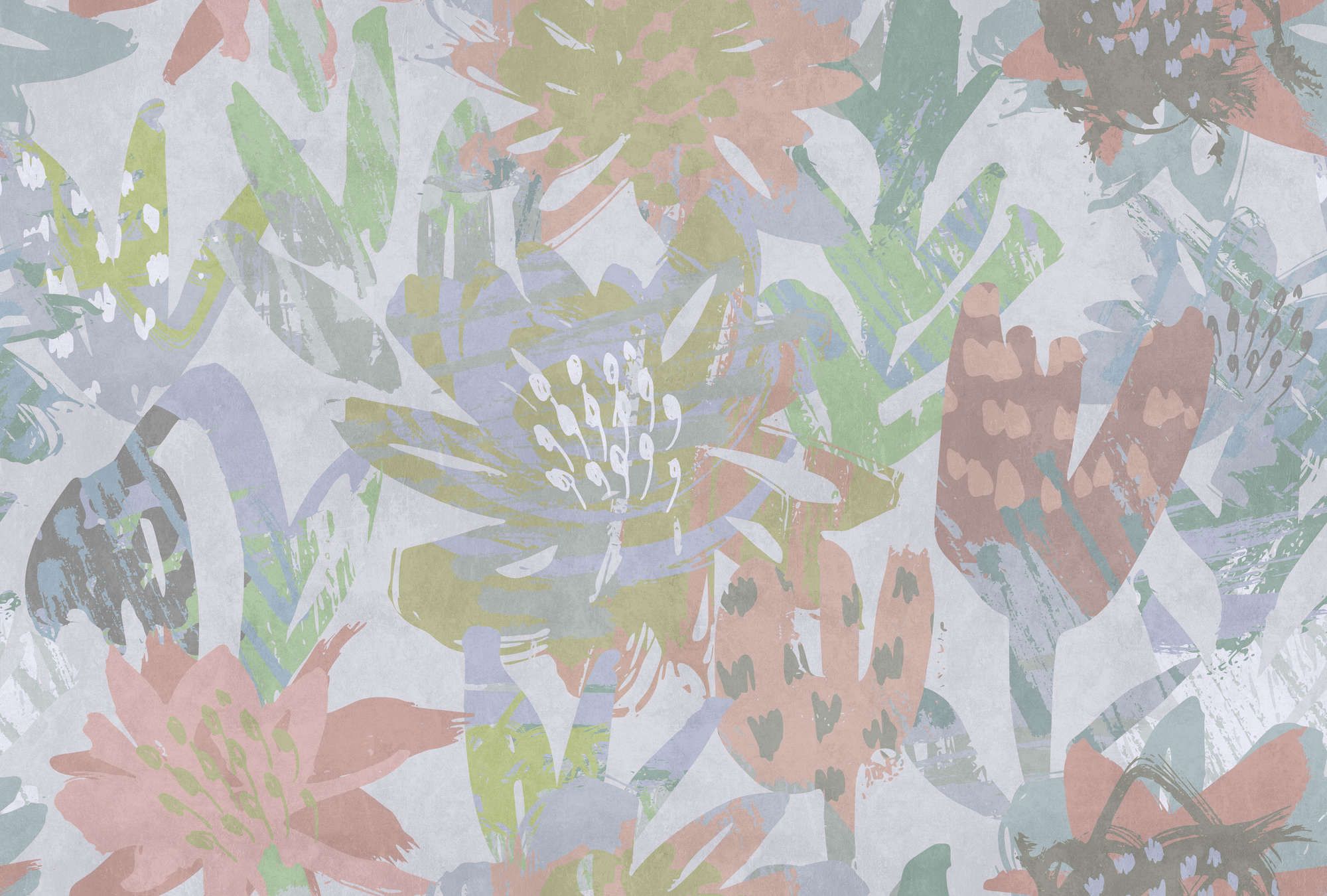             Fototapete »sophia« - Buntes Blumenmuster auf Betonputzstruktur – Glattes, leicht perlmutt-schimmerndes Vlies
        
