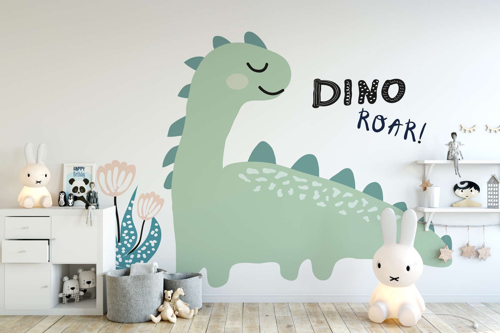             Fototapete mit gemaltem Dinosaurier – Strukturiertes Vlies
        
